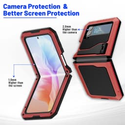 for Samsung Galaxy Z Flip 4 Metal Case with Kickstand, 3 Layers Full Body Protective Shockproof Aluminium Cover for Z Flip 4