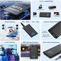 Blitzwolf BlitzMax BT05 Transmitter Receiver bluetooth V5.2 Apt Adaptive HiFi Sound Wireless Adapter for PC TV Wired Speaker