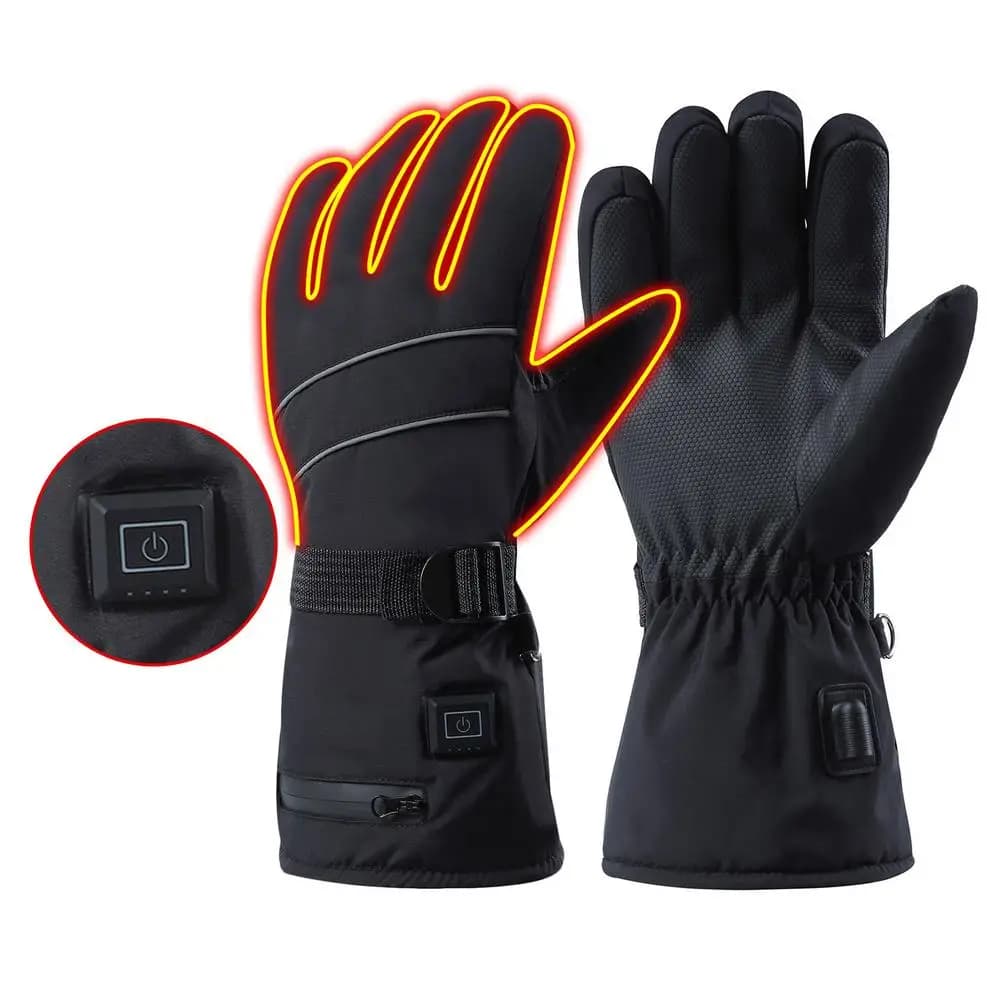 Winter Electric Heated Gloves Motorcycle Gloves Waterproof Heated Moto Touch Screen Battery Powered Cycling Gloves For Winter
