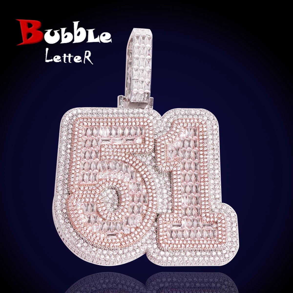 Bubble Letter Baguette Custom Name Necklace for Men Number Zircon Pendant Hip Hop Rock Rapper Chain Fashion Jewelry