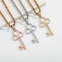 JINAO 2022 NEW Two Styles Design Key Pendants High Quality Ice Cravejado AAA+ Cubic Zircon With 4mm Tennis Chain Jewelry