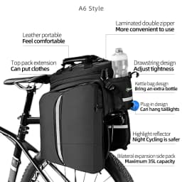 ROCKBROS Bicycle Carrier Bag Waterproof 35L Large Capacity Pannier Rear Rack Shelf Bag Multifunction Travel Bag Bike Accessories