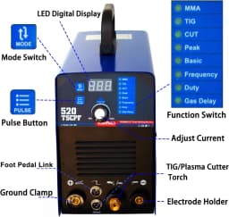 Plasma cutter 4 in 1 Welding Machine 520TSCPF DC Inverter Spot Welder TIG MMA IGBT Pulse CNC Metal Plasma Cutting Machine