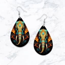 SOMESOOR Bohemian Teardrop Wooden Earrings Colorful Elephant Mandala Sun And Moon Flower Print Pendant Dangle Jewelry For Women