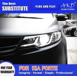 AKD Head Lamp for Kia Forte LED Headlight 2009-2015 Headlights Kia Forte DRL Turn Signal High Beam Angel Eye Projector