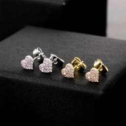 JINAO 2022 NEW Two Different Designs Of Heart Stud Earrings European and American Style Ice Cravejado Cubic Zircon for women