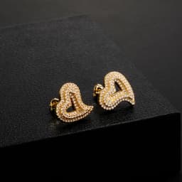 JINAO 2022 NEW Two Different Designs Of Heart Stud Earrings European and American Style Ice Cravejado Cubic Zircon for women