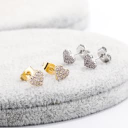 JINAO 2022 NEW Two Different Designs Of Heart Stud Earrings European and American Style Ice Cravejado Cubic Zircon for women