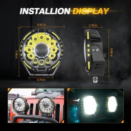 AUXBEAM 7 inch LED Work Light with Harness 230W 6900K Super Bright 16666lm Driving Light Projector Lamp IP68 Waterproof for SUV