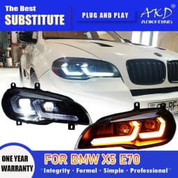 AKD Head Lamp for BMW E70 LED Headlight 2007-2013 Headlights X5 DRL Turn Signal High Beam Angel Eye Projector Lens