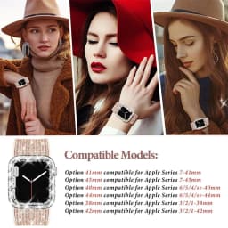 Case+silicone Leather Strap For Apple watch band 41mm 45mm 40mm 44mm 38mm 42mm 44 Bling bracelet iWatch serie 3 4 5 6 se 7 strap