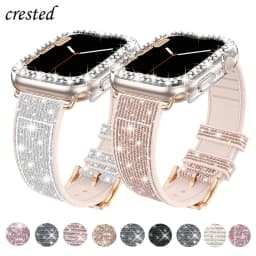 Case+silicone Leather Strap For Apple watch band 41mm 45mm 40mm 44mm 38mm 42mm 44 Bling bracelet iWatch serie 3 4 5 6 se 7 strap
