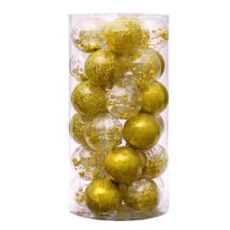 Christmas Tree Balls Hanging 25pcs Christmas Ball Ornaments Glittering Christmas Baubles PVC White Gold Ball Decorations Set