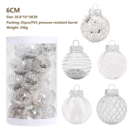 Christmas Tree Balls Hanging 25pcs Christmas Ball Ornaments Glittering Christmas Baubles PVC White Gold Ball Decorations Set