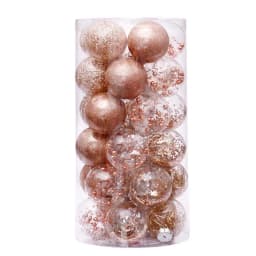 Christmas Tree Balls Hanging 25pcs Christmas Ball Ornaments Glittering Christmas Baubles PVC White Gold Ball Decorations Set