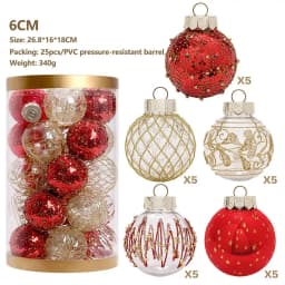 Christmas Tree Balls Hanging 25pcs Christmas Ball Ornaments Glittering Christmas Baubles PVC White Gold Ball Decorations Set