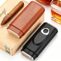 GALINER Luxury Cigar Box With Cutter Clipper Professional Portable Humidor Leather Tube Cigar Case Travel