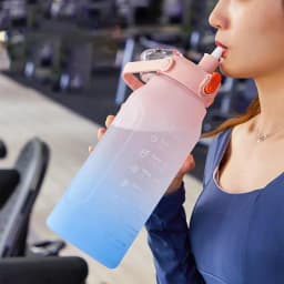 Gradient Color Water Bottle 2L/1.5L Large Capacity Sport Bottle With Straw Portable Drinking Kettle Workout Cups For Fitness