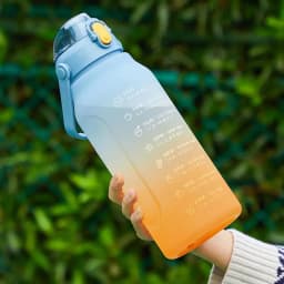 Gradient Color Water Bottle 2L/1.5L Large Capacity Sport Bottle With Straw Portable Drinking Kettle Workout Cups For Fitness