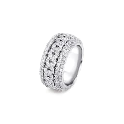GUCY European and American Style High Quality Miami Cuban Chain Devise Ice Cravejado AAA+ Cubic Zircon Ring Jewelry