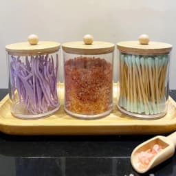 Clear Makeup Organizer Storage Box Organizer Cotton Pads Holder Qtip Dispenser Container With Lid Cotton Swab Storage Rack