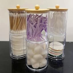 Clear Makeup Organizer Storage Box Organizer Cotton Pads Holder Qtip Dispenser Container With Lid Cotton Swab Storage Rack