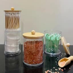Clear Makeup Organizer Storage Box Organizer Cotton Pads Holder Qtip Dispenser Container With Lid Cotton Swab Storage Rack