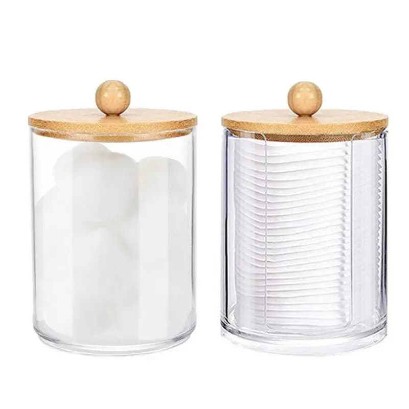 Clear Makeup Organizer Storage Box Organizer Cotton Pads Holder Qtip Dispenser Container With Lid Cotton Swab Storage Rack