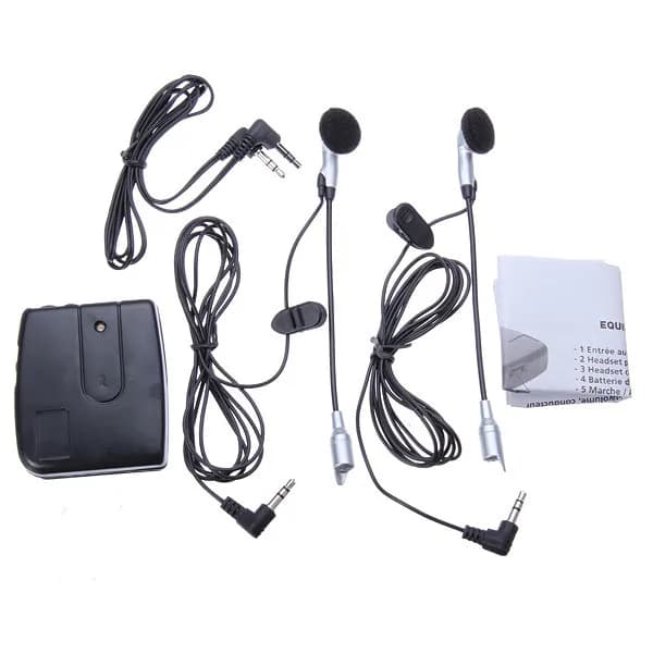 Black Plastic Motorcycle Intercom Host With Headphones Kit Helmet Wired Walkie Talkie Motorcycle Portable Audio Wired Headset