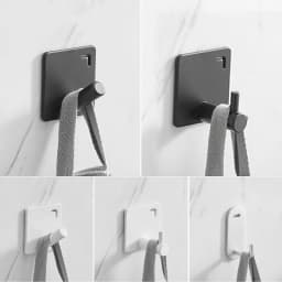 Self Adhesive Black White clothes hook aluminum wall hanging bathroom single Robe hook Without Trace Nail Hooks Aluminum
