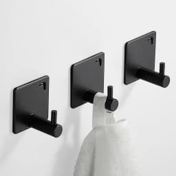 Self Adhesive Black White clothes hook aluminum wall hanging bathroom single Robe hook Without Trace Nail Hooks Aluminum