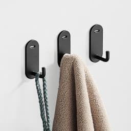 Self Adhesive Black White clothes hook aluminum wall hanging bathroom single Robe hook Without Trace Nail Hooks Aluminum