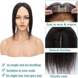 SEGO 10x12cm Women Human Hair Toppers Silk Base Natural Scalp Top Wig Hairpiece Straight 4 Clips In Hair Piece Brown Blonde