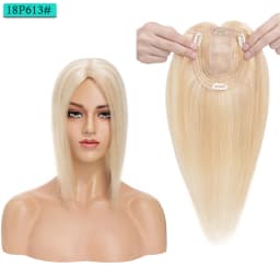 SEGO 10x12cm Women Human Hair Toppers Silk Base Natural Scalp Top Wig Hairpiece Straight 4 Clips In Hair Piece Brown Blonde