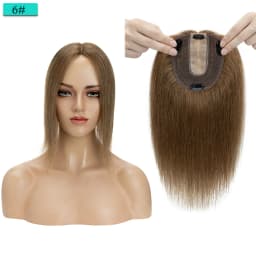 SEGO 10x12cm Women Human Hair Toppers Silk Base Natural Scalp Top Wig Hairpiece Straight 4 Clips In Hair Piece Brown Blonde