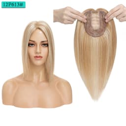 SEGO 10x12cm Women Human Hair Toppers Silk Base Natural Scalp Top Wig Hairpiece Straight 4 Clips In Hair Piece Brown Blonde