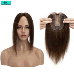 SEGO 10x12cm Women Human Hair Toppers Silk Base Natural Scalp Top Wig Hairpiece Straight 4 Clips In Hair Piece Brown Blonde
