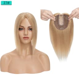 SEGO 10x12cm Women Human Hair Toppers Silk Base Natural Scalp Top Wig Hairpiece Straight 4 Clips In Hair Piece Brown Blonde