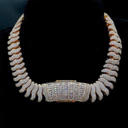Aokaishen Centipede Cuban Link Chain for Men Real Copper Cubic Zirconia Prong Setting Hip Hop Jewelry Stainless Steel