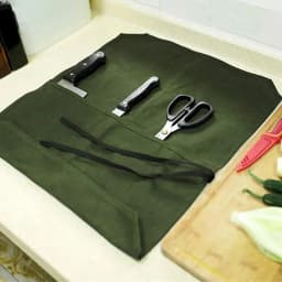Roll Up Knives Bag Waxed Canvas Cutlery Knives Holders Protectors 7 Slots Durable Canvas Chef Knives Roll Bag Canvas Knifes