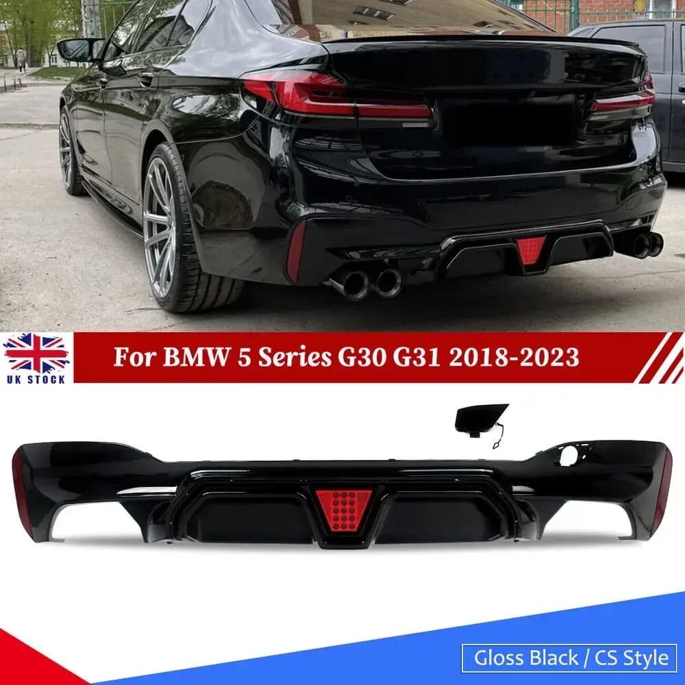 G30 CS Style Rear Bumper Diffuser With LED Light M Sport Diffusor For BMW 5 Series G30 G31 G38 2018-2022 530i 540i