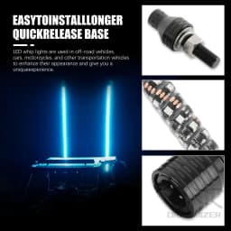 2PCS 1FT LED Whip Lights Waterproof Remote Control Flagpole Antenna Whips for UTV ATV Off Road Truck Sand Buggy Dune RZR