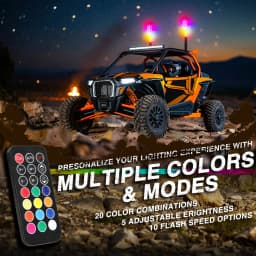 2PCS 1FT LED Whip Lights Waterproof Remote Control Flagpole Antenna Whips for UTV ATV Off Road Truck Sand Buggy Dune RZR