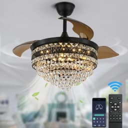 Modern Smart Ceiling Fan Chandelier Gold RC Adjustable 6 Speed Pendant Light Luminaire Bedroom 3 Heads Led Fandelier Lamp Indoor