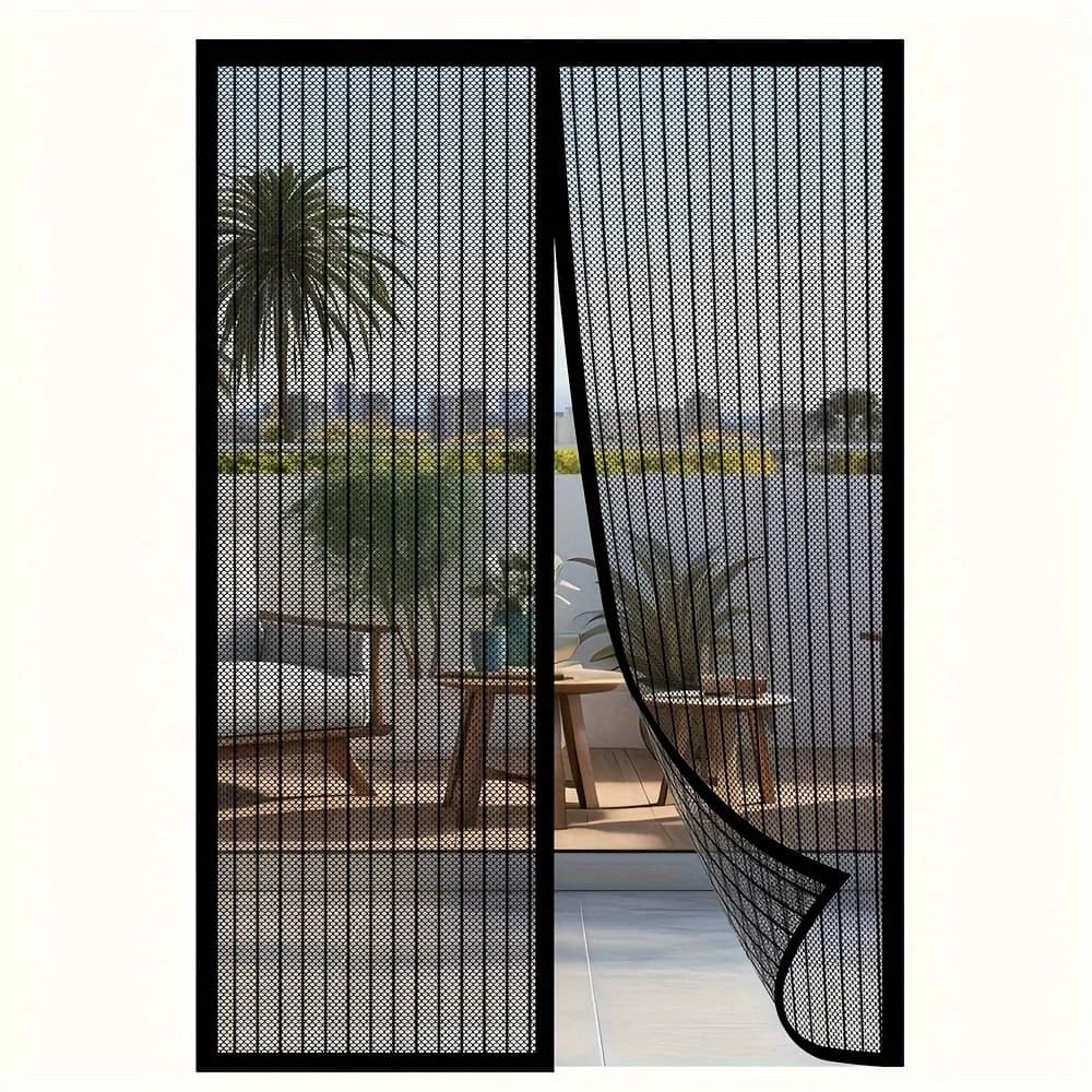 Heavy-Duty Retractable Magnetic Screen Door with Seamless Mesh, Pet-Friendly Insect Barrier, Durable Polyester Fiber, No Electri