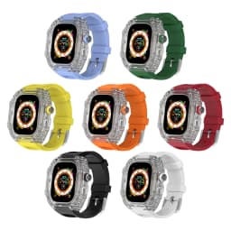 Replacement Rubber Strap for Apple Watch Band Ultra 49mm 44 45mm Fluororubber Metal Bucke Mod Kit for IWatch Series 8 7 6 SE 5 4