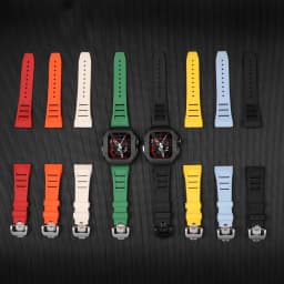 Replacement Rubber Strap for Apple Watch Band Ultra 49mm 44 45mm Fluororubber Metal Bucke Mod Kit for IWatch Series 8 7 6 SE 5 4
