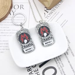 Game Metro Exodus 2033 Keychain Spartan Rangers Logo Keyring Dog Tag Skull Pendant for Women Men Jewelry