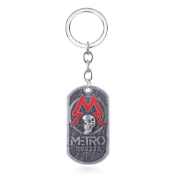 Game Metro Exodus 2033 Keychain Spartan Rangers Logo Keyring Dog Tag Skull Pendant for Women Men Jewelry