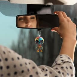Flat Automotive Rearview Mirror Pendant 2D Acrylic Alien Car Ornament Auto Rearview Mirror Pendant Car Accessories Funny Gifts